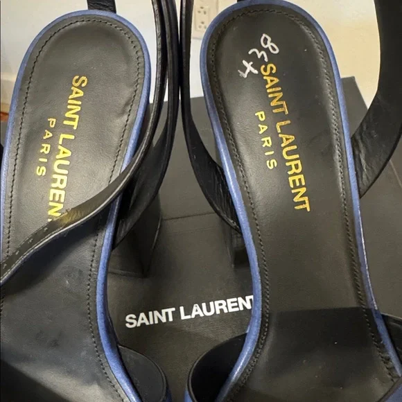Saint Laurent Navy Blue Platform Heels - Picture 7 of 11